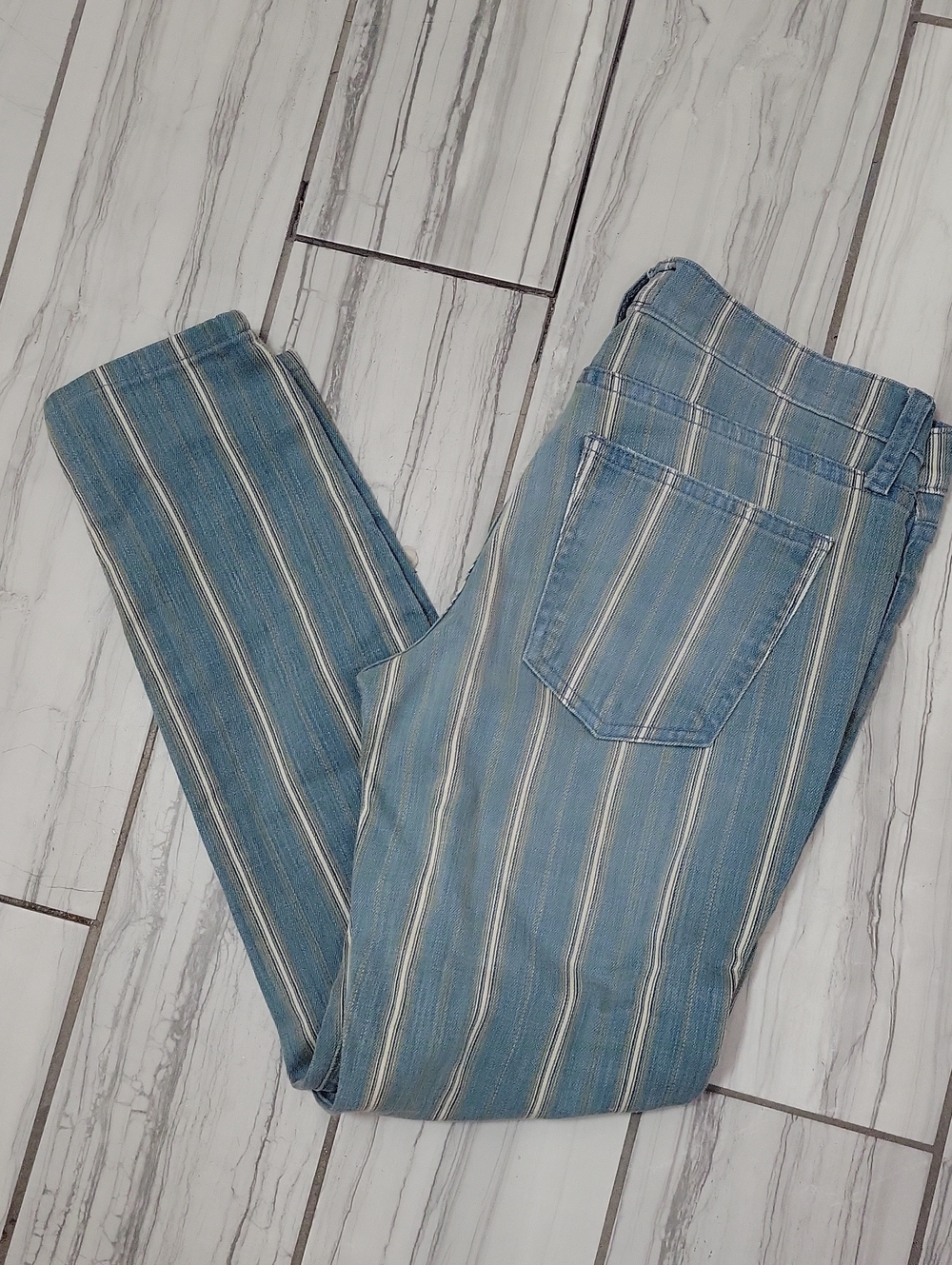 Current Elliott Low Rise Striped Blue Women's Jeans - See Measurements